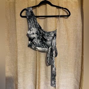 Black and grey tie dye crop top